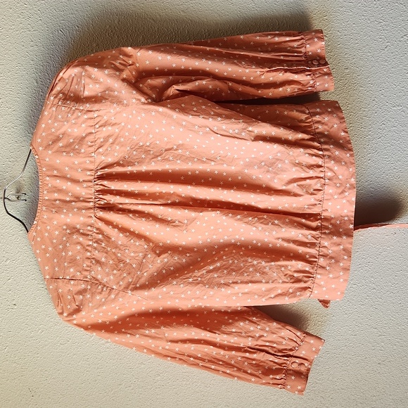 Madewell Blouse Top Shirt Wrap Peach Scatter Star Crossover Waist Tie Size XS - Picture 4 of 10